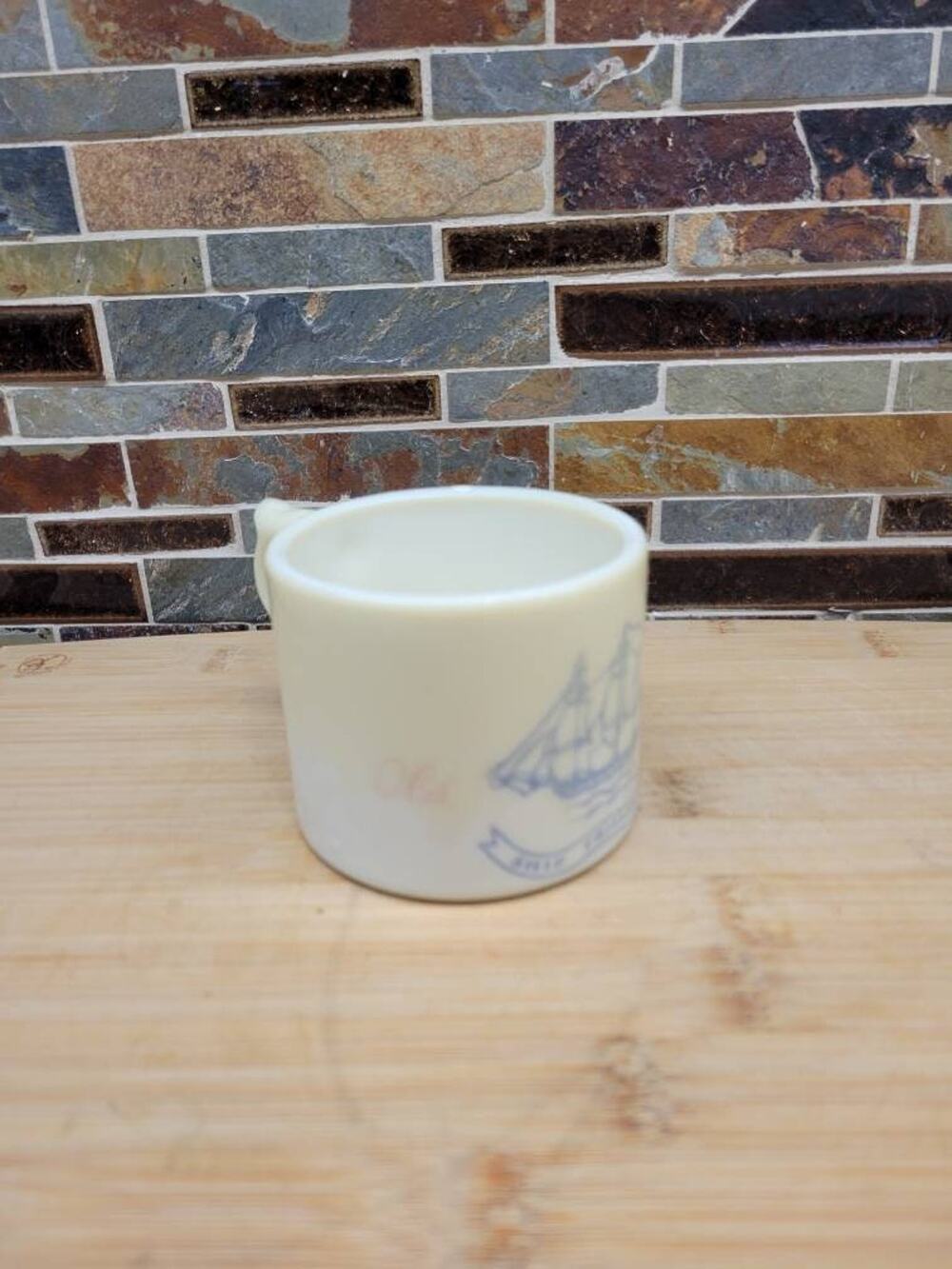 Vintage Old Spice Shaving Mug Ship Friendship White Milk Glass Shulton Clifton